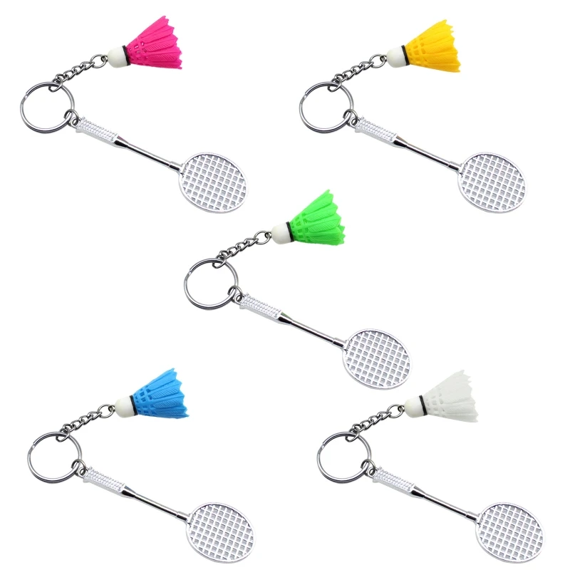 

2022 New Mini 3D Badminton Racket Balls Sports Keyring Pendant Keyfob DIY Keychain Holder Ring Car Bag Pendant Charm Keyring