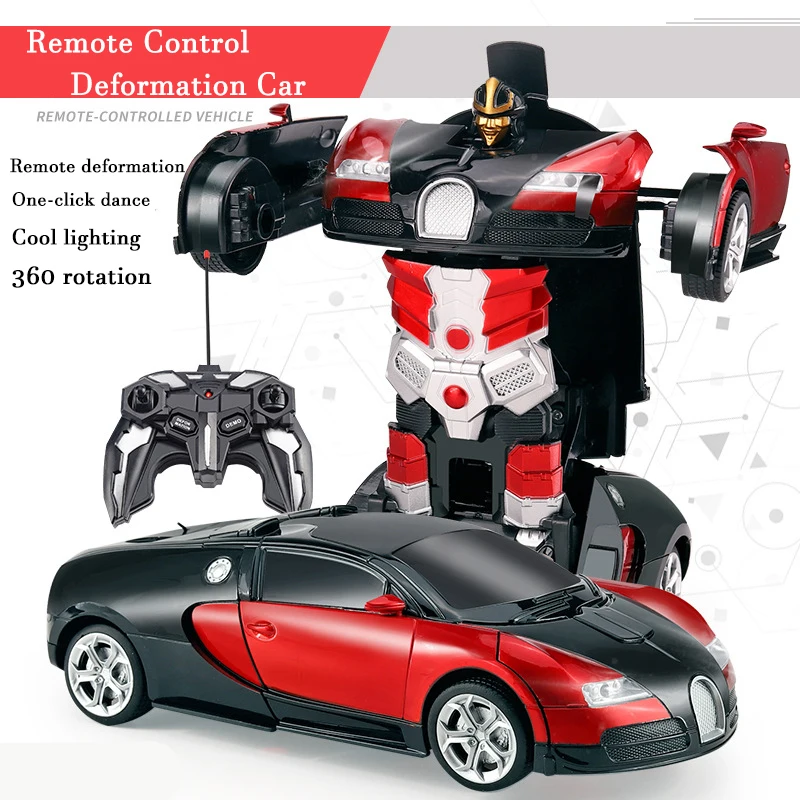 2in1 robô de transformação de carro elétrico rc um-chave deformação carro de controle remoto ao ar livre esportes modelo de carro crianças meninos