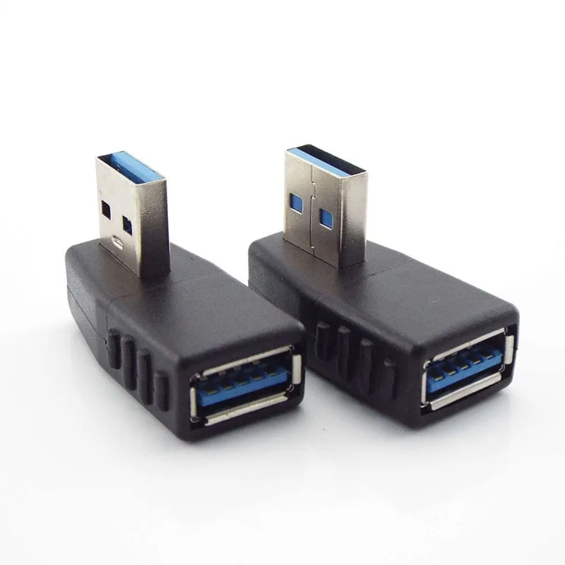 Adaptador USB 3,0 A macho A hembra, extensor de cable de enchufe, acoplador de ángulo de 90 grados para ordenador portátil y PC, 1/2/5 Uds.