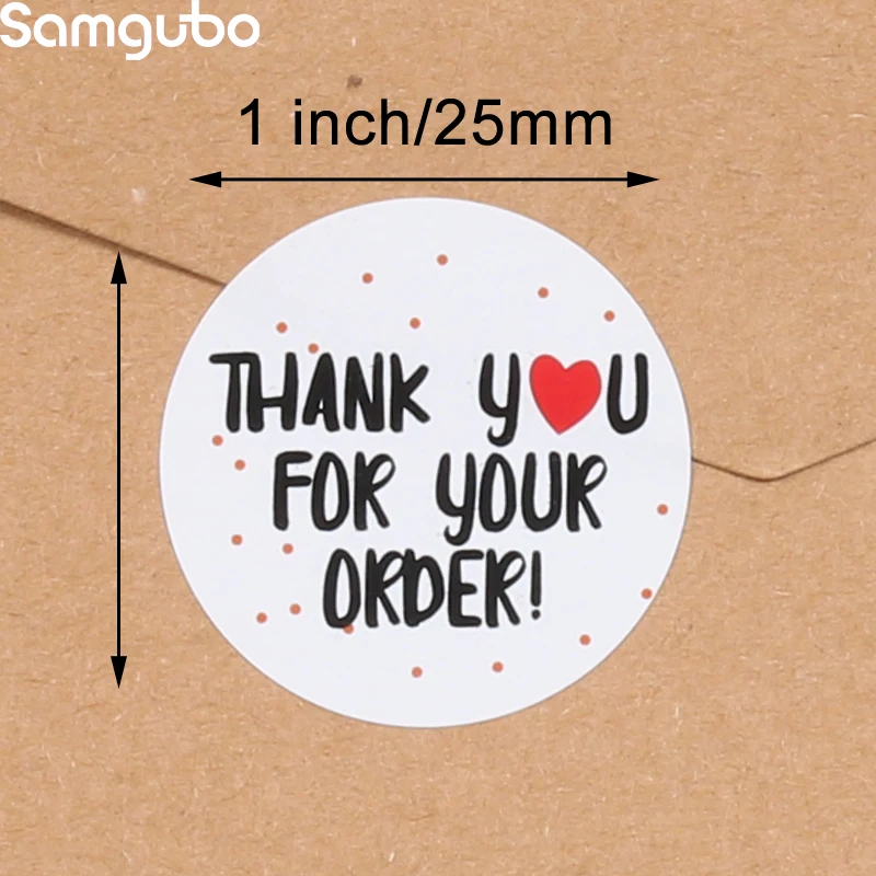 500Pcs/Roll  Thank You Stickers Gold Craft White Handmade Sticker Circle Thank You Stickers for Business Gift Sealing Labels image 4