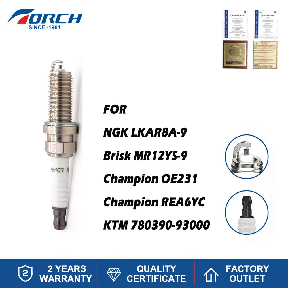 China Original Spark Plugs TORCH LD8RTA-9 Replace Candle Brisk MR12YS-9 Champion OE231 KTM 780390-93000 Ignition Cars