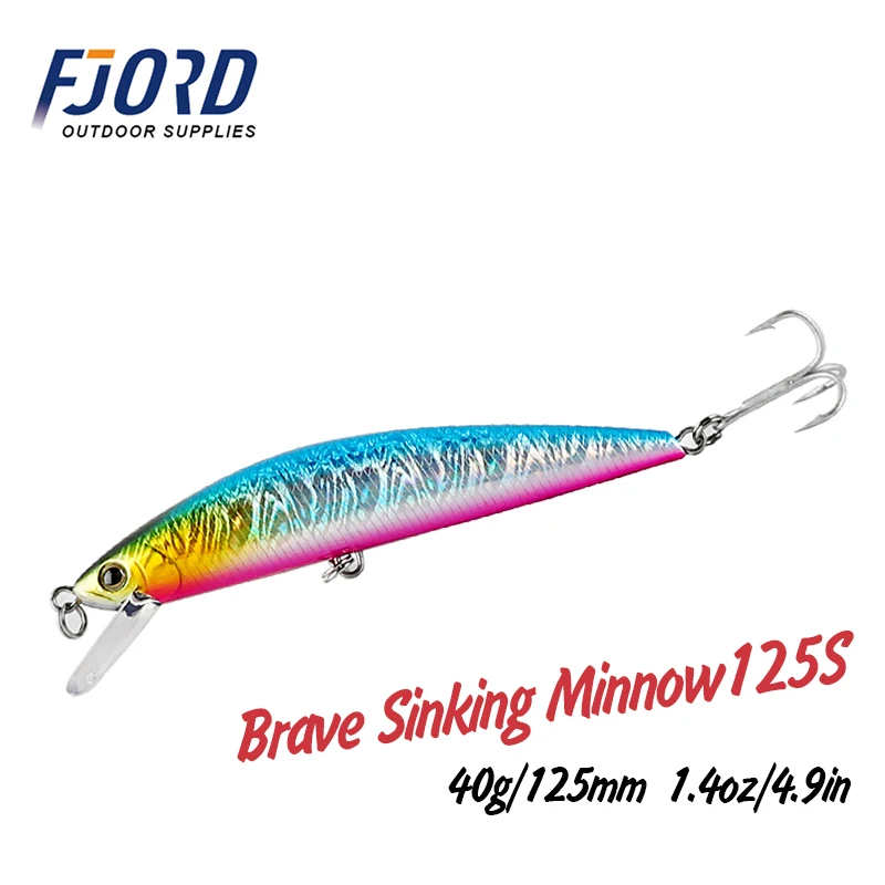 FJORD 125mm 40g  Brave Minnow Bass Pike Lure Long Casting Sea Fishing Lures Saltwater Plastic Hard Artificial Bait For Fishing
