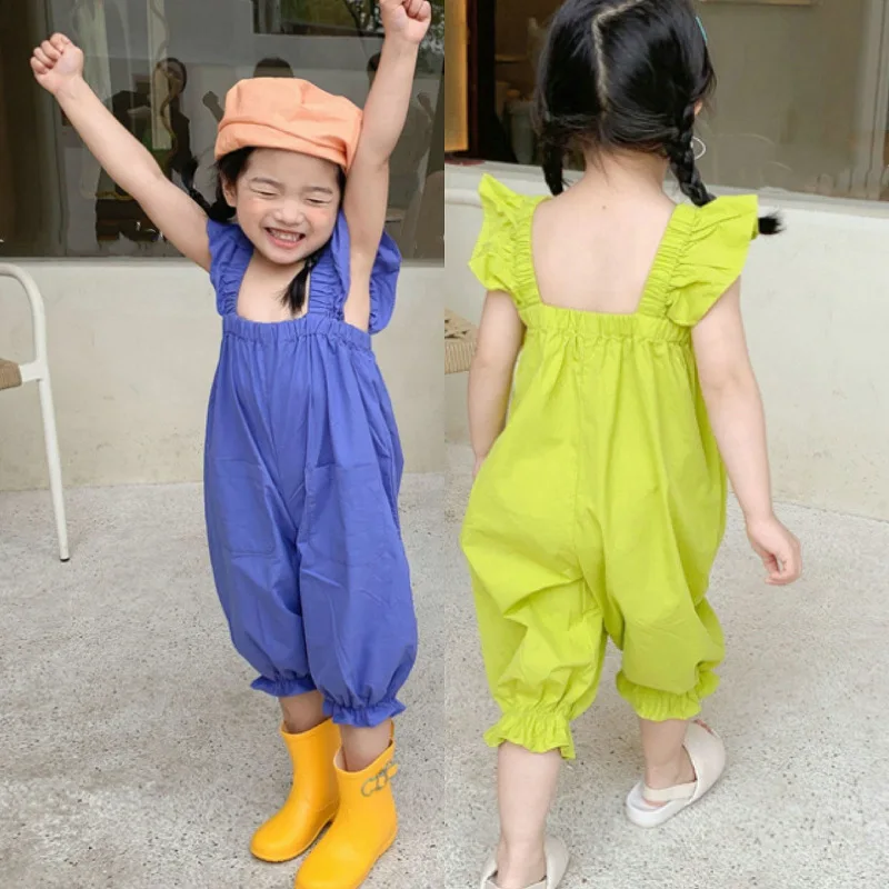 Summer Girls Overalls Little Baby Thin Sleeveless Jumpsuit Sweet Children\'S Clothing Baby Girl Clothes Korean Fashion Jumpsuit