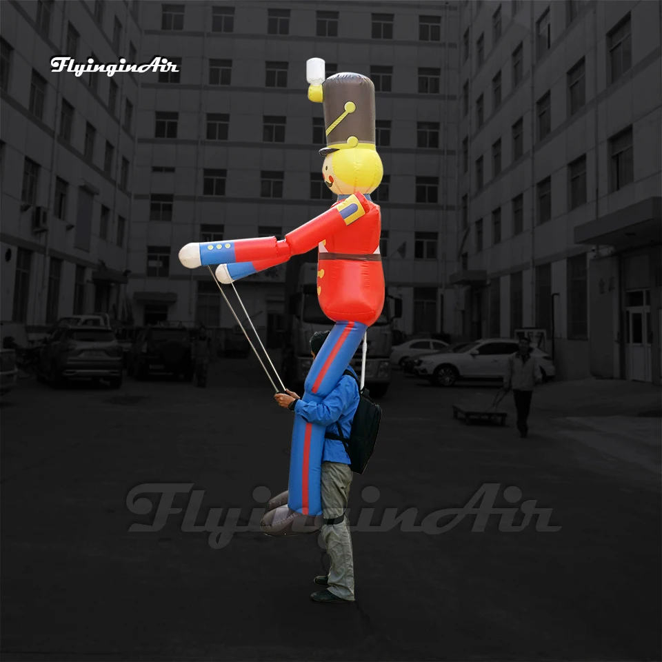 3.5m Walking Inflatable Nutcracker Soldier Puppet Controlled Blow Up Christmas Parade Cartoon Character Costume For Xmas Event