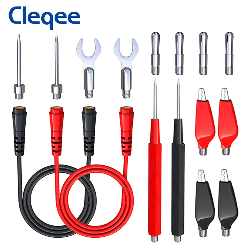 Cleqee P1500 Test Lead Kit Replaceable Test Wire Probe for Digital Multimeter Feeler Crocodile Alligator Clip Test Pins Needles