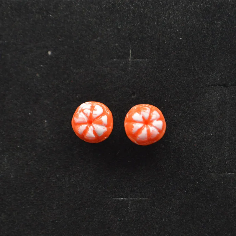 Harajuku Simulation Mini Fruit Stud Earnail Sweet Lovely Orange And Grapefruit Slices Capsule Earrings Student Funny Jewelry