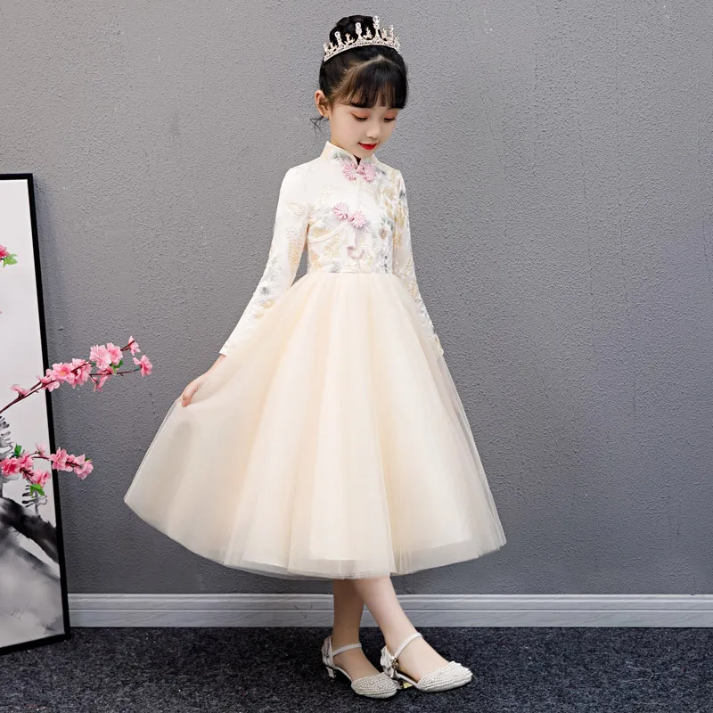 

Winter New Kids Chinese Traditional Ancient Hanfu Children Embroidery Dance Clothes Girls Lovely Perform Costumes