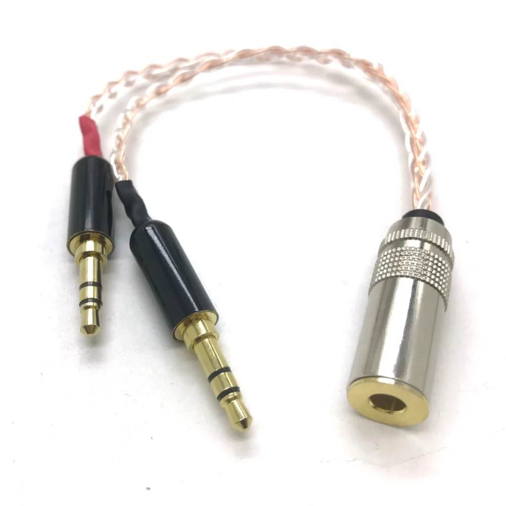 TOP-HiFi-Adaptador de Audio equilibrado para reproductor de PHA-3 Pono, cristal individual, cobre, plata, mezclado, 2x3,5mm macho a 4,4mm hembra, 10cm