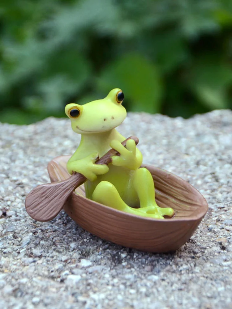 

Creative Cute Frog Resin Animal Figurines Miniatures Micro Landscape Flower Pot Decor Fairy Garden Home Decoration Accessories