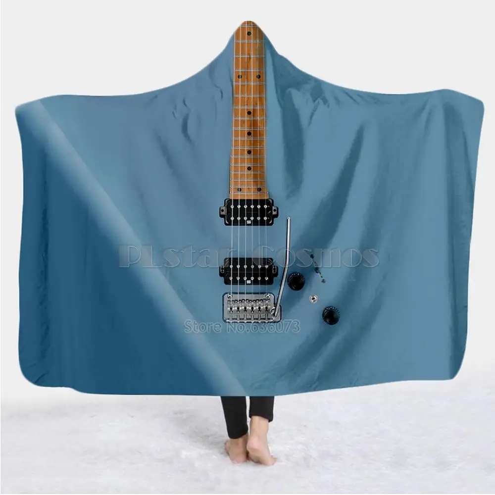 Violin Guitar art Musical instrument Blanket Hooded Blanket 3D full print Wearable Blanket Adults men women Blanket style-2