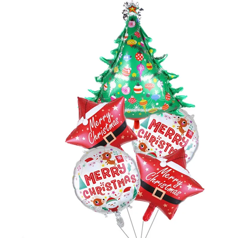 

5pcs Santa Claus Snowman Christmas Tree Shape Aluminum Film Balloon Set Banquet Party Decoration Children's Toys