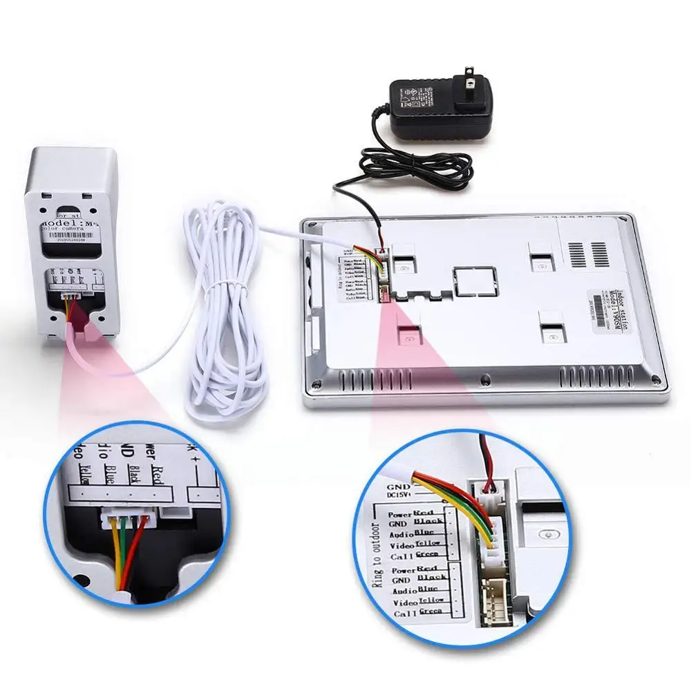 Video Intercom Door Phone System 9 Inch Monitor Record Doorbell With Camera,Metal IR Night Vision Camera Call Panel For Villa