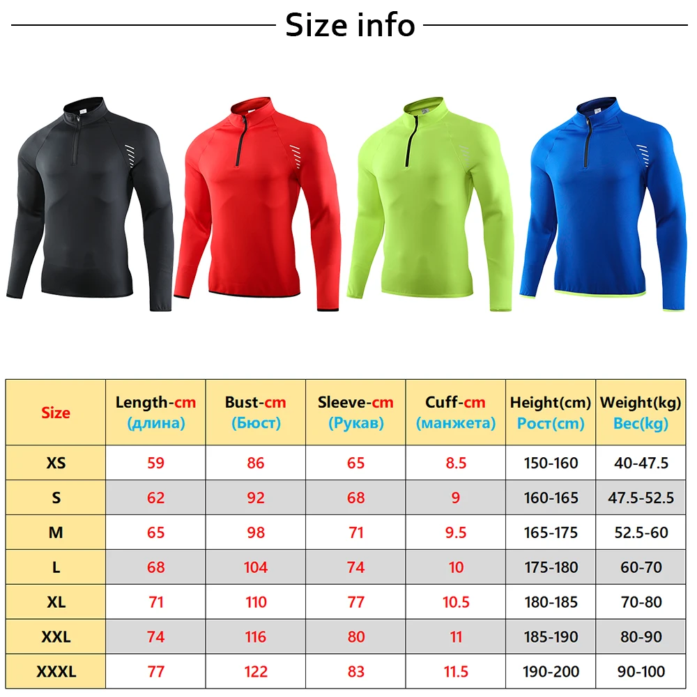 Long Sleeve Sports Shirt Stand Collar Men Quick Dry Outdoor Sweatshirt Spring Autumn Breathable Gym Running Training T Shirts