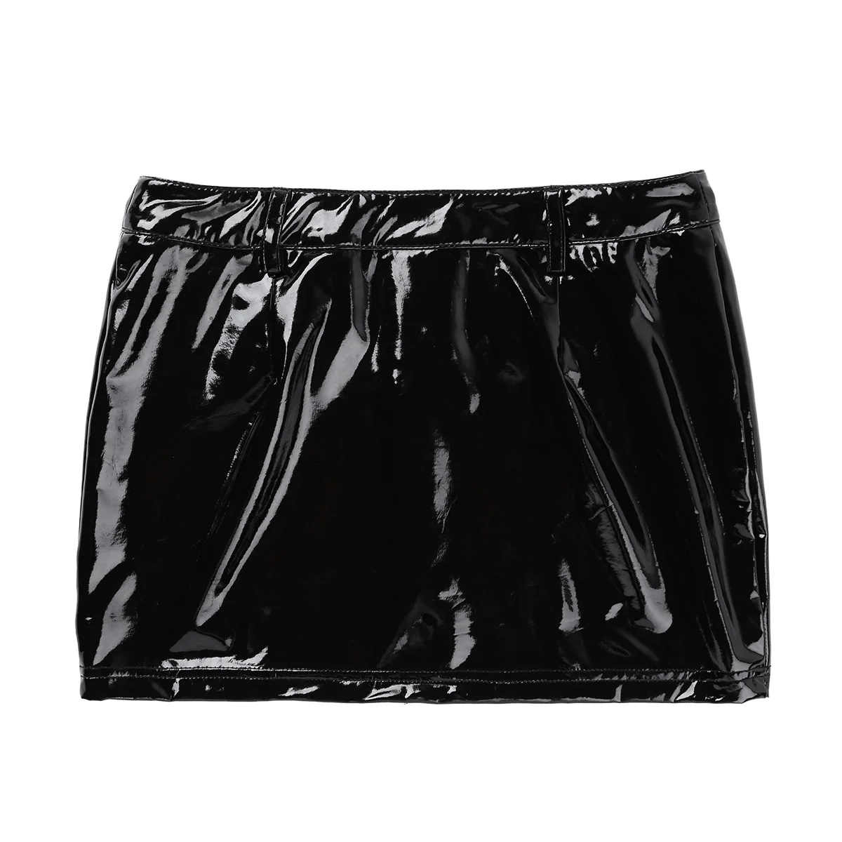 Mini jupe en similicuir avec fermeture éclair pour femme, jupes en latex, robe courte brillante, coupe couvertes, Wetlook Rave, vêtements de fête,