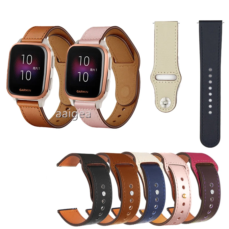 20mm Genuine Leather Strap for Garmin Venu Sq 2 Plus/ venu2 plus / 165 245 645 / Vivomove HR strap