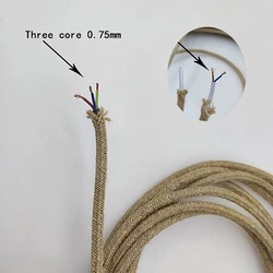 3*0.75mm Vintage RopeTwisted Yellow Electrical Wire  2*0.75mm Hemp Rope Wire Twisted Cable Braided Retro Pendant Light Cord