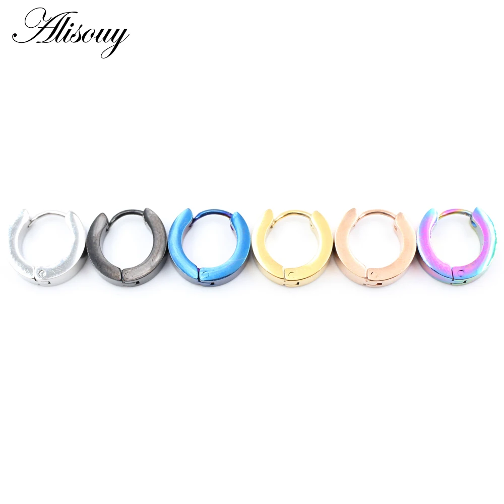 Alisouy 2 pieces  Anti-allergic steel earring punk rock Stud Earrings Men Fashion Jewelry women small circle round stud earrings