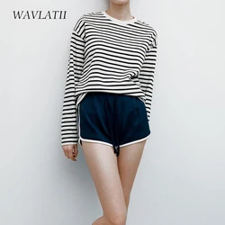 WAVLATII 2021 nuove donne t-shirt a maniche lunghe a righe donna Streetwear autunno primavera t-shirt in cotone top WLT2110