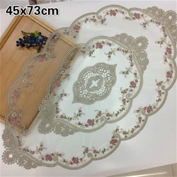 European Pastoral Lace Embroidery Oval Luxury Tablecloth Living Room Coffee Table Sofa Armrest Cover Cloth Banquet Party Tapete