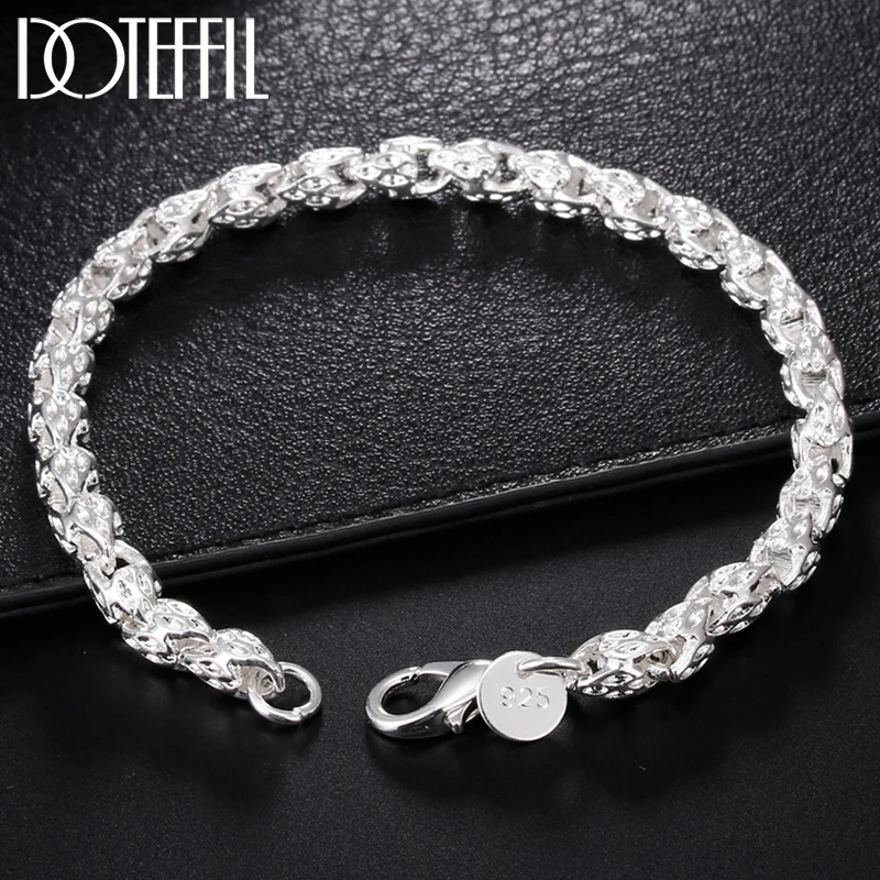 

DOTEFFIL 925 Sterling Silver Faucet Chain Bracelet For Women Man Wedding Engagement Party Fashion Jewelry