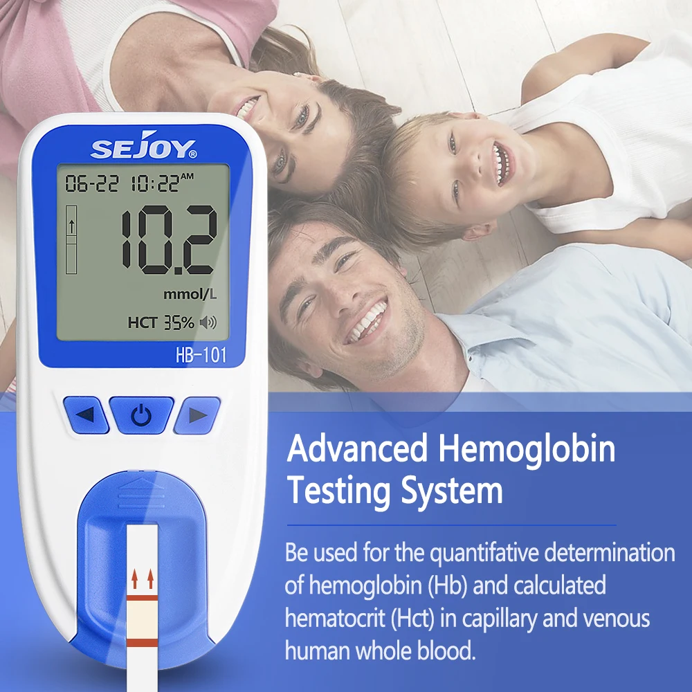 Optical Hemoglobin Meter Analyzer anemia monitor for Test for HB and HCT with 25pc test paper and needle