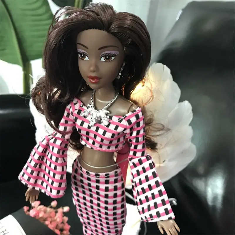 Toy African doll American Doll Accessories Body Joints Can Change Head Foot Move African Black Girl Gift Pretend Toy Baby