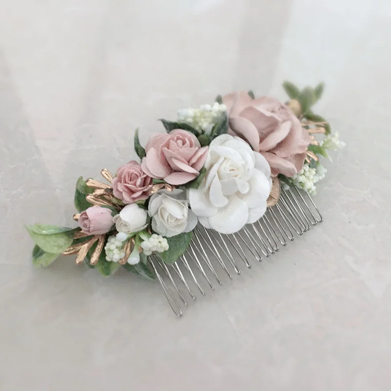 Blush Pink Flower Girl Comb