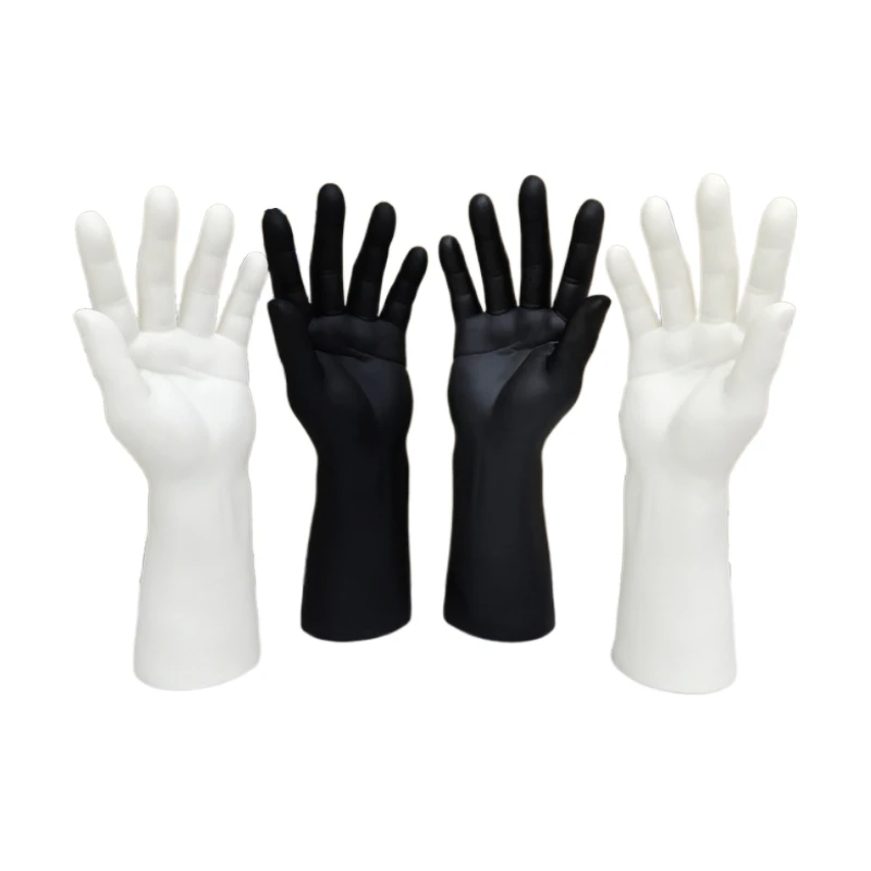 

A Pair Of Simulation Men's Hand Model PVC Hand Bracket Male Watch Ring Jewelry Glove Display Hand Model White Skin Color Black