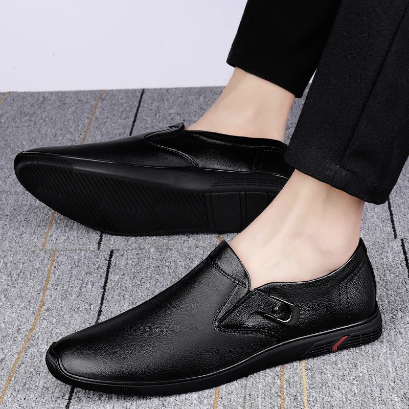 

Cow Genuine Leather Men's Loafers Men Dress Shoes Slip-On Flats Driving Casual Shoes Zapatos De Hombre Support Dropshipping
