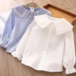 Blusa de algodón con cuello vuelto para niños, camisa de manga larga, 2, 3, 4, 6, 8 y 10 años, novedad de primavera y otoño, 2024