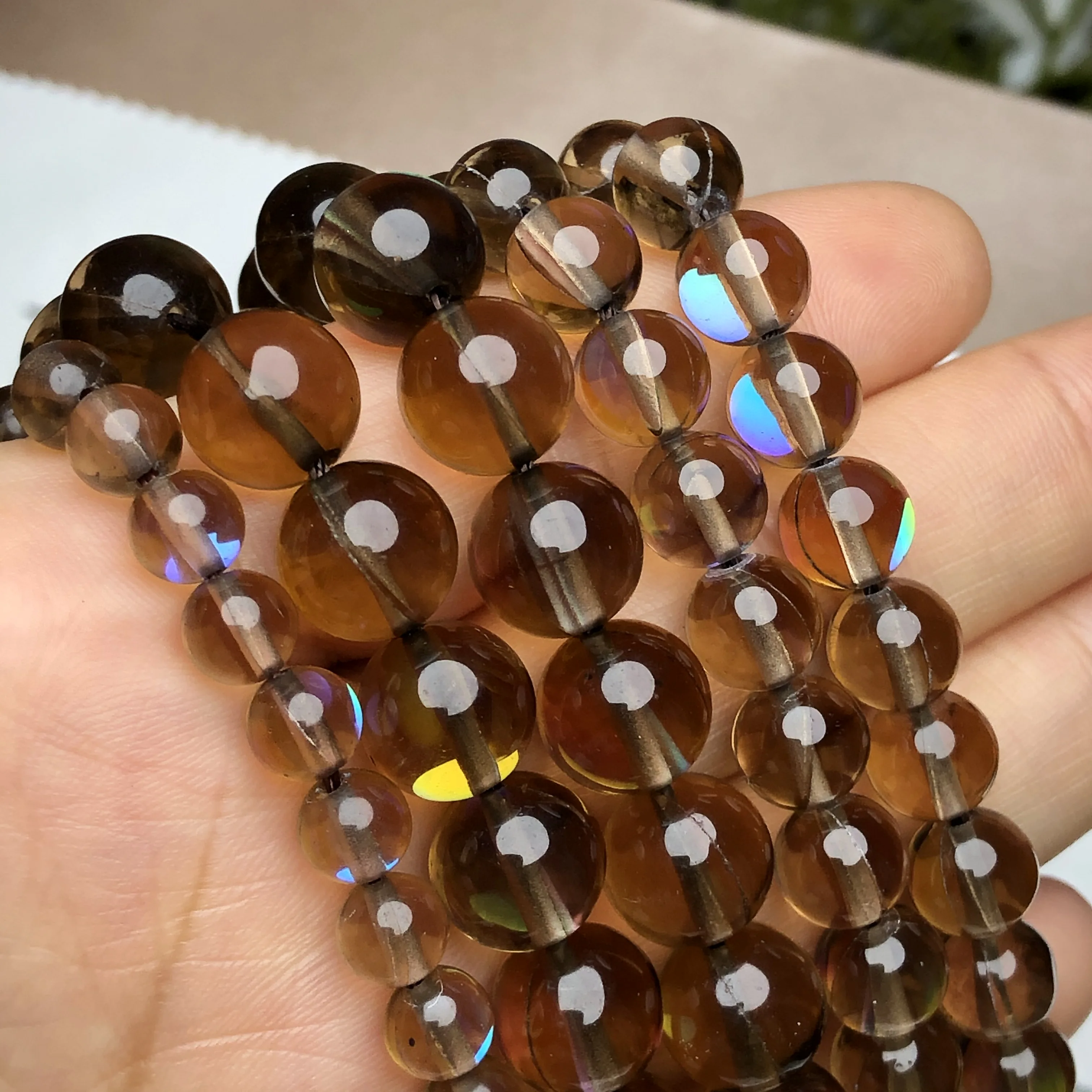 Natural Stone Dark Brown Austrian Glitter Crystal Beads Round Flash Moonstone Beads For Jewelry Making Diy Bracelet 6 8 10 12mm