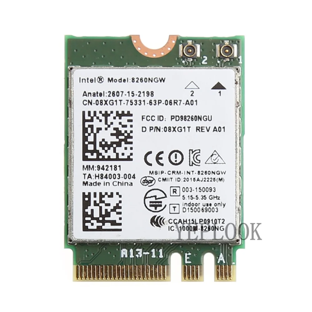 Dell 노트북용 와이파이 카드, 무선 AC 8260, 867Mbps 블루투스 4.2, 듀얼 밴드 2.4 + 5GHz NGFF M.2 802.11ac, AC8260, 8260NGW, 8260AC