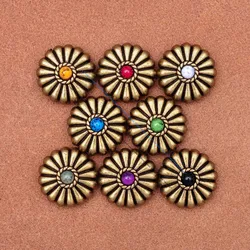 18mm 10pcs DIY BRASS FLORAL LEATHERCRAFT PARACHUTE CONCHOS FOR LEATHER BAG BELT SHOES