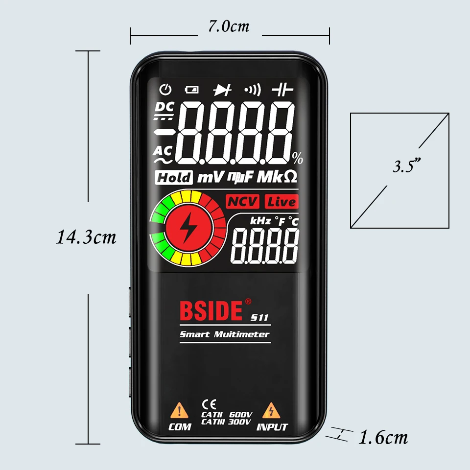 BSIDE 9999 Counts Digitalmultimeter S10 S11 S20 Smart DC AC Spannungskondensator Ohm Dioden NCV True RMS EMF Tester Detektor Messgerät – Detail 17