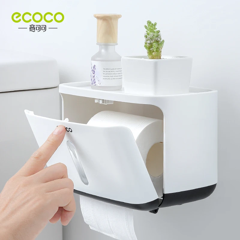 ECOCO Wall-Mounted Paper Towel Box Waterproof and Design Bathroom  Accessories  Shelf Paper  Towel  Box  Integration  Design