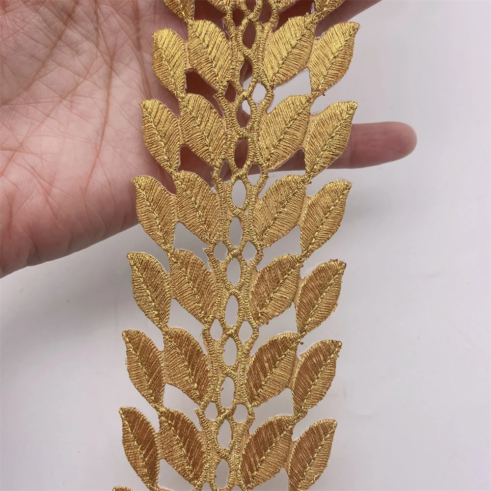 4 meters Golden Fabric  Embroidery Lace Trim  for Women's men's clothes DIY Decoration