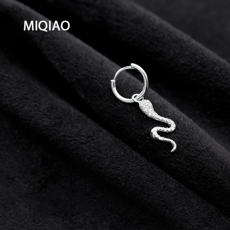 MIQIAO 2021 New 925 Sterling Silver Snake Earrings Buckle For Women Punk Zircon Female Fashion Jewelry Unusual Pretty Gift