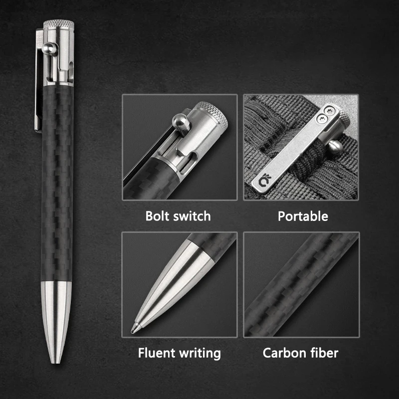 Tactical Bolt Portable EDC Carbon Fiber Sign Pen Metal Business High-end Men's Tactical Pen