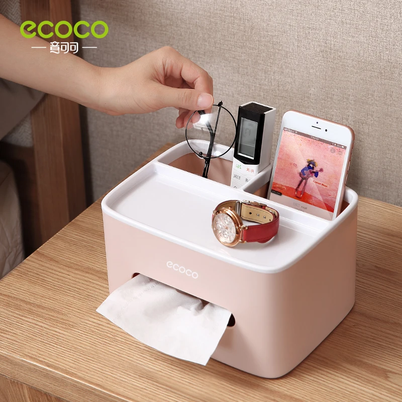 ECOCO Tissue Box Living Room Restaurant Simple Multi-Purpose Desktop Tissue Box Remote Control Glasses Mobile Phone Storage Box