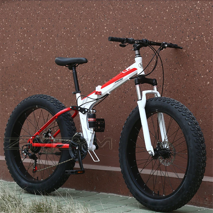 Fat Tire Mountain Bike 21 24 27 Speed 26 inch Wheels Double Disc Brake Suspension Fork Suspension Anti-Slip Bikes