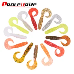 10Pcs Spiral Tail Worm Soft Bait 4.8cm 1.2g Jigging Wobblers Silicone Fishing Lures Fishy Smell Salt Artificial Bait Swimbaits