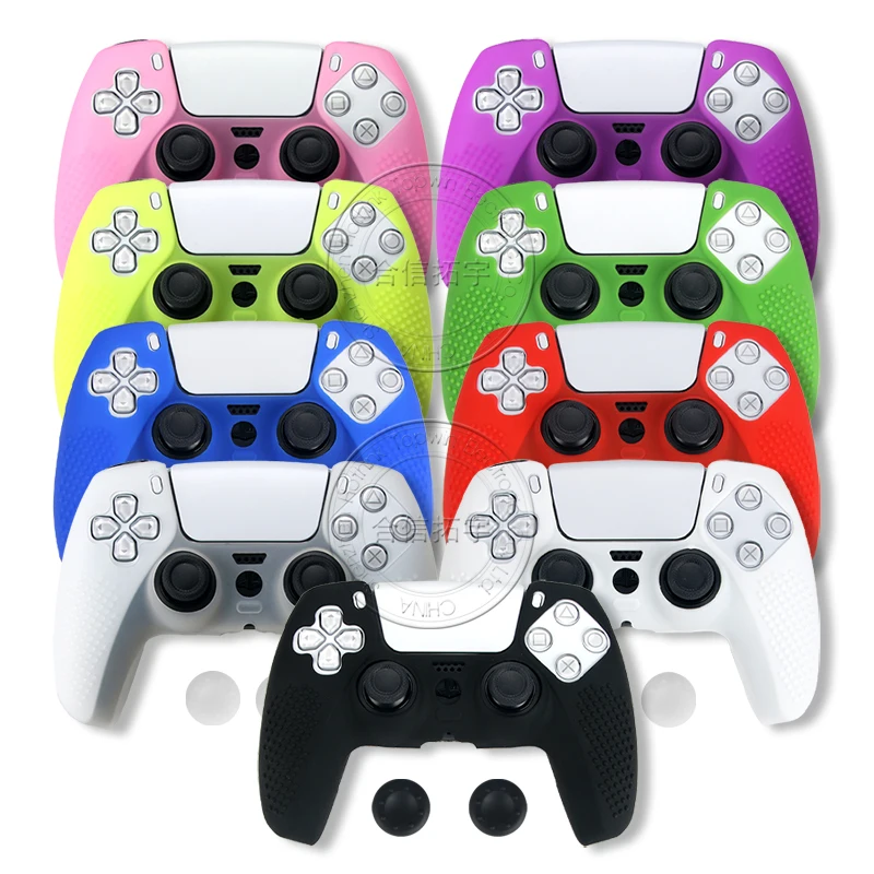 HOTHINK Silicon Chống Trượt Bao Da Cho PS5 Bộ Điều Khiển Ốp Lưng Mềm Chống Trượt Điểm Ngón Tay Cái Dán Nắp Capo cho DualSense