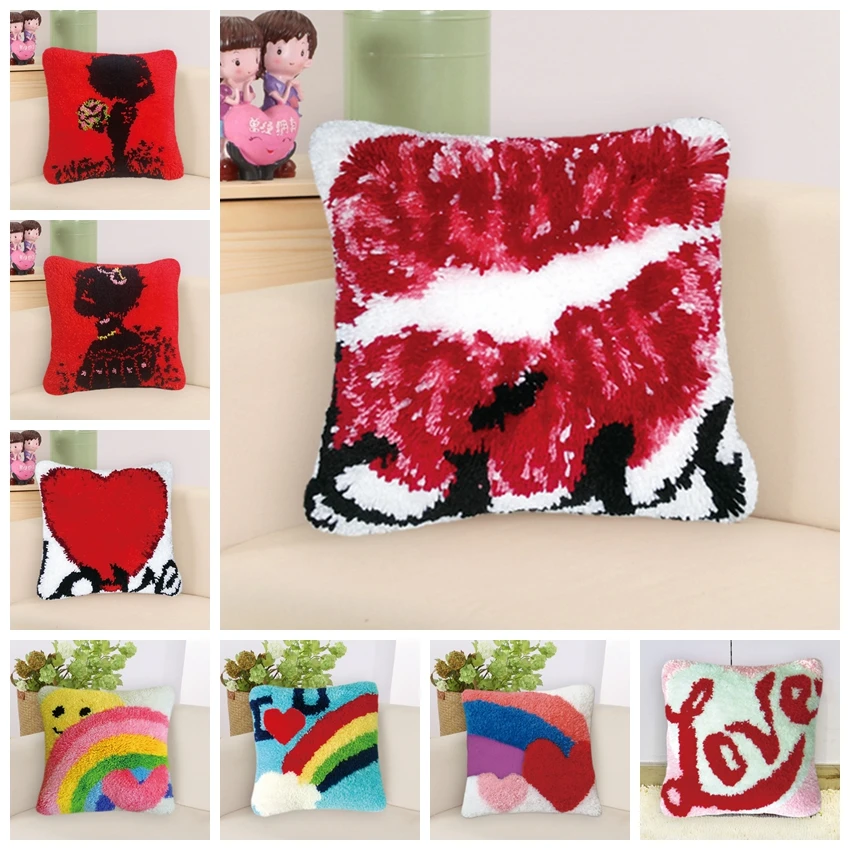 Kit bordado DIY flores Foamiran – Almohada latch hook regalo - imagen 3