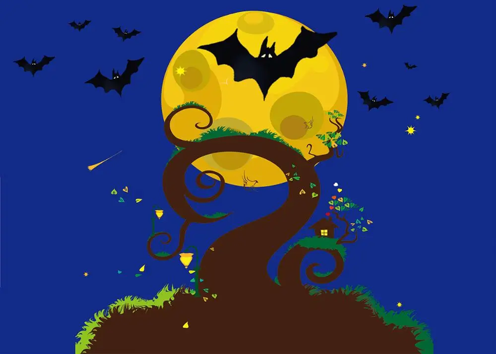 كابيسكو-خلفية للتصوير الفوتوغرافي للحفلات ، قلعة مسكونة ، خفاش قمر ، ديكور للأطفال والكبار ، كشك استوديو الصور