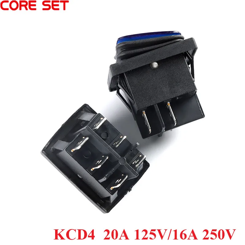 20A 125VAC KCD4 Waterproof Switch ON-OFF-ON Rocker Switch 12V Power Switch 3 Position 6 Pins self-Locking 16A 250VAC