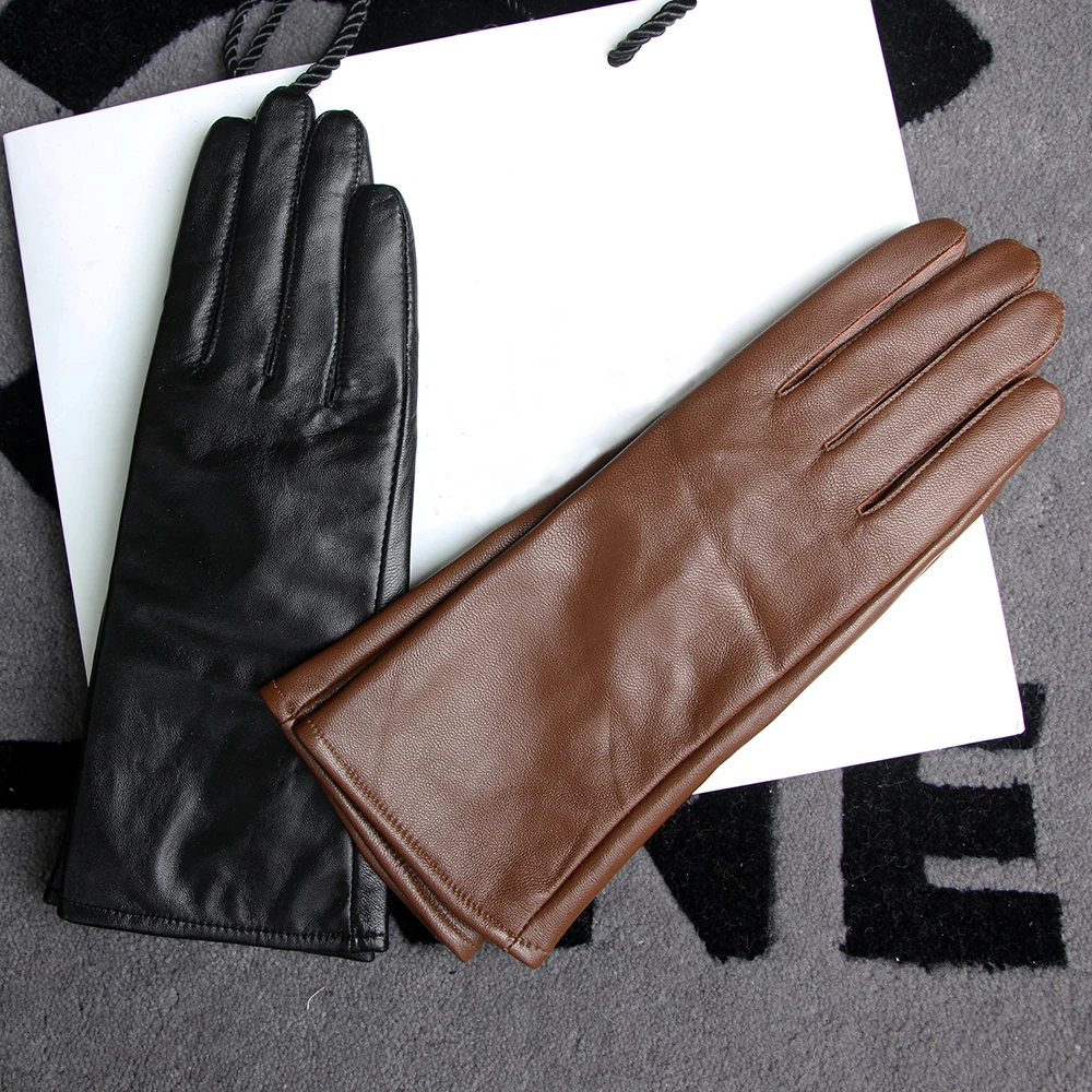 28cm Straight edition Men\'s glove Real Leather Sheepskin Middle long gloves Customizable Motocycle gloves Winter Warm Driving