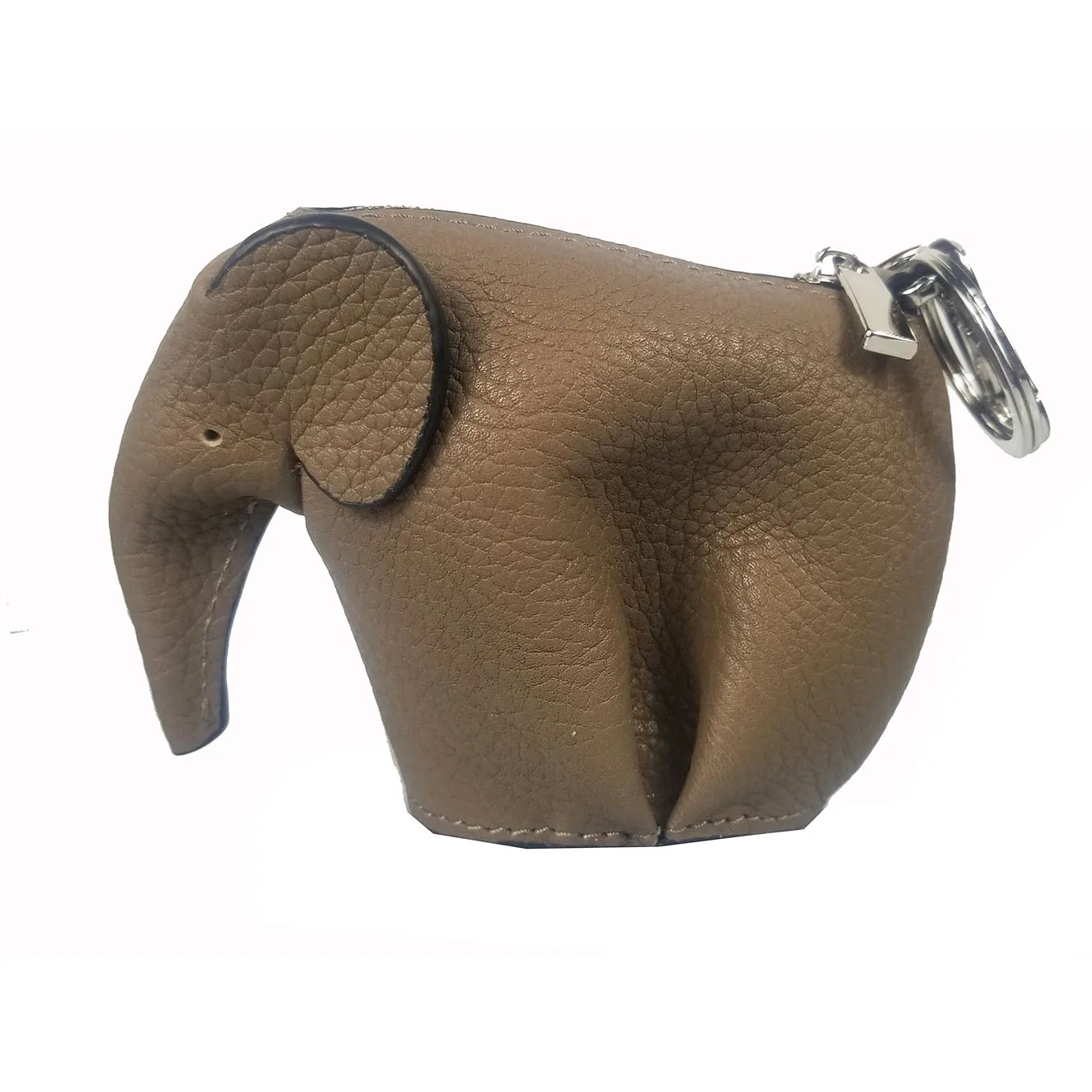 

Genuine Leather Handmade Khaki Elephant Coin Purse Customized Animal Cute Girl's Mini Women Shaped Bag Wallet Name Logo Monogr