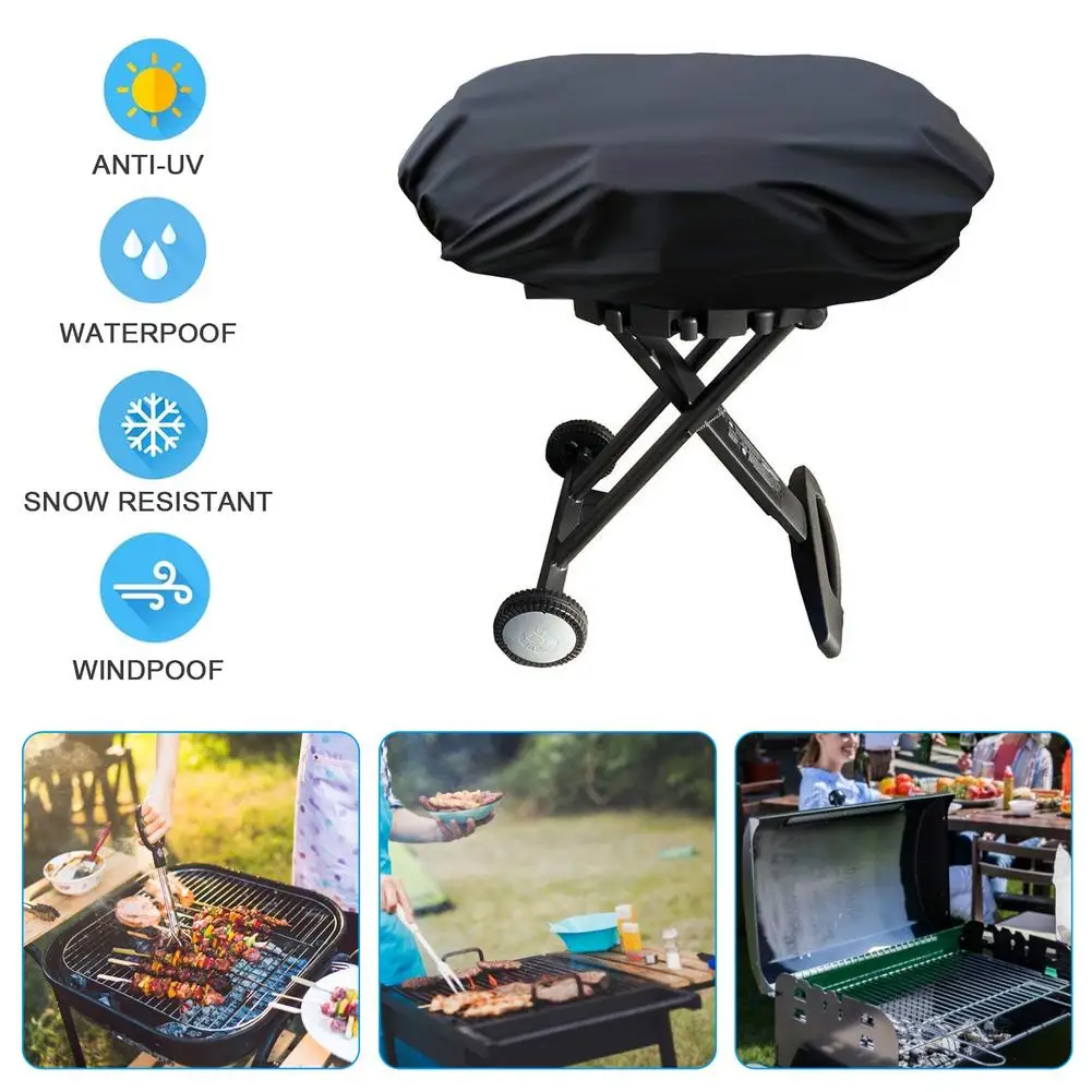 Pokrywa grilla-210D tkanina Oxford wodoodporna pokrywy grilla Grill Grill osłona przeciwpyłowa dla serii Weber Q200 Q2000 (nie pasuje do Weber Q