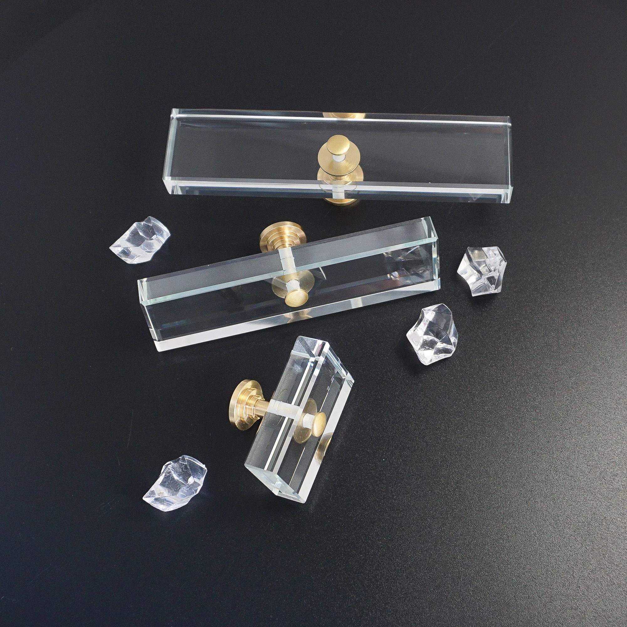 Rectangle Transparent Glass Knobs and Handles Dresser Drawer Pull Kitchen Cabinet Door Wardrobe Handles Hardware