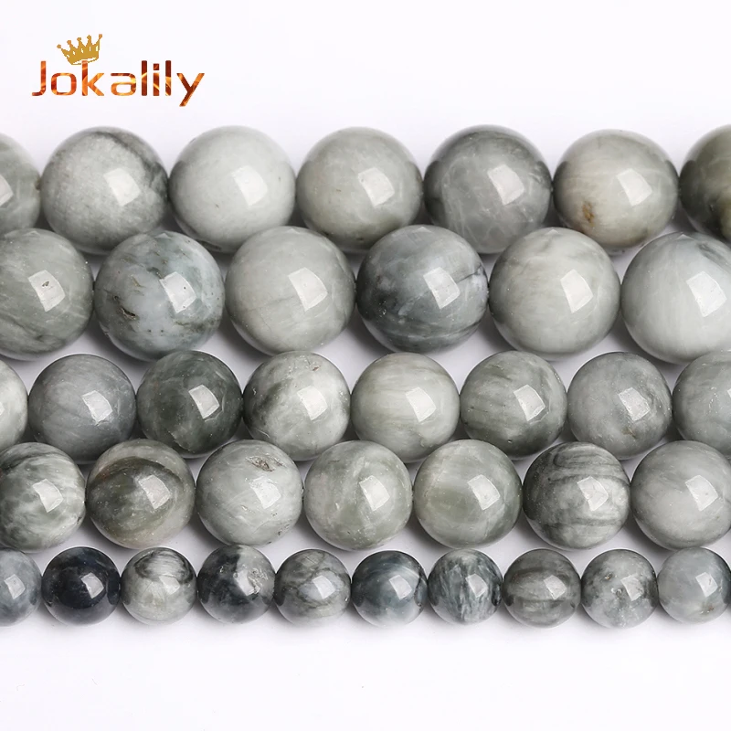 Natural Gray Hawk Eye Stone Eagle Eye Beads Round Loose Spacer Beads For Jewelry Making DIY Bracelet Accessories 6 8 10 12mm 15